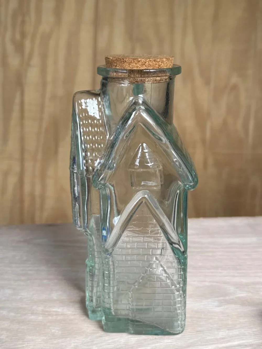 Vintage Art Glass Bottle Jar Haunted House Castle Decanter